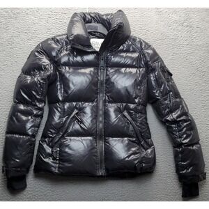 SAM. New York Freestyle Down Puffer Jacket Womens S Black Zipped Pocket Full Zip